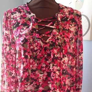 I Love (heart) Ronson Sheer Pink & Green Floral